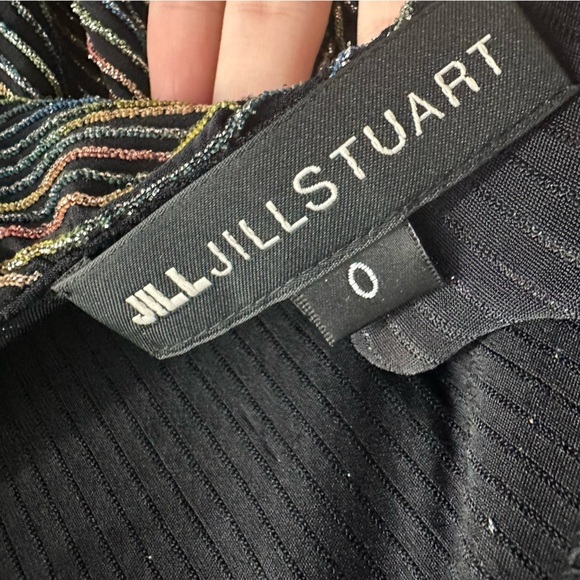 Jill Jill Stuart Dress Metallic Striped Ruffle Gown Formal Prom 0 Extra Small - Picture 6 of 8